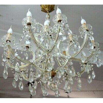 ANTICO LAMPADARIO Maria Teresa VETRO Murano 900 DORATO OLD GLASS HANGING LAMP