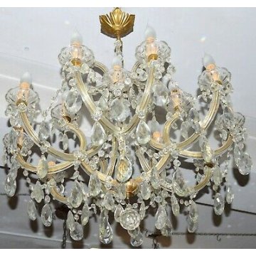 ANTICO LAMPADARIO Maria Teresa VETRO Murano 900 DORATO OLD GLASS HANGING LAMP