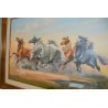 QUADRO OLIO TELA Luciano Lutring VEDUTA PAESAGGIO CAVALLO FURIA SELVAGGIA ARONA