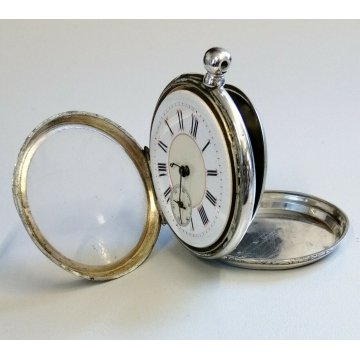 ANTICO OROLOGIO TASCA Cylindre CARICA Chiave ARGENTO 800 OLD SILVER POCKET WATCH