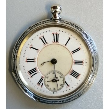 ANTICO OROLOGIO TASCA Cylindre CARICA Chiave ARGENTO 800 OLD SILVER POCKET WATCH