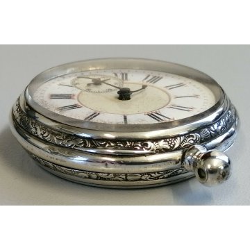 ANTICO OROLOGIO TASCA Cylindre CARICA Chiave ARGENTO 800 OLD SILVER POCKET WATCH