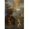  ANTICO DIPINTO RAMINO BATTESIMO GESU' CRISTO S.GIOVANNI BATTISTA ANGELI XVIII