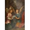  ANTICO DIPINTO RAMINO BATTESIMO GESU' CRISTO S.GIOVANNI BATTISTA ANGELI XVIII