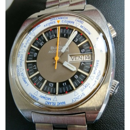 RARO OROLOGIO Bulova Accutron World Timer ANNI 70 VINTAGE OLD WATCH ORIGINALE