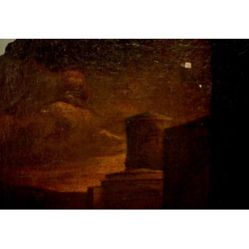 ANTICO STRAPPO AFFERSCO VEDUTA PAESAGGIO CON ARCHITETTURE MURA MEDIEVALI 