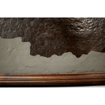 ANTICO STRAPPO AFFERSCO VEDUTA PAESAGGIO CON ARCHITETTURE MURA MEDIEVALI 