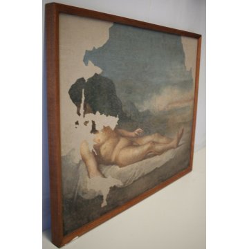 ANTICO GRANDE STRAPPO AFFERSCO NUDO DISTESO MASCHILE PAESAGGIO SCOGLIERA '800 