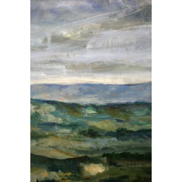 ANTICO QUADRO OLIO TELA Georges Laporte PAESAGGIO IMPRESSIONISTA COLLINE CIELO 