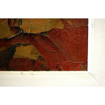 DIPINTO OLIO TELA Carlo Monti PAESAGGIO COLLINE TRAMONTO ARONA LAGO MAGGIORE