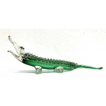 SCULTURA VETRO MURANO COCCODRILLO ANIMALE ART GLASS SOMMERSO ANNI 30 CROCODILE