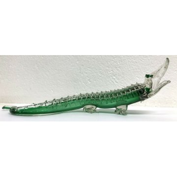 SCULTURA VETRO MURANO COCCODRILLO ANIMALE ART GLASS SOMMERSO ANNI 30 CROCODILE
