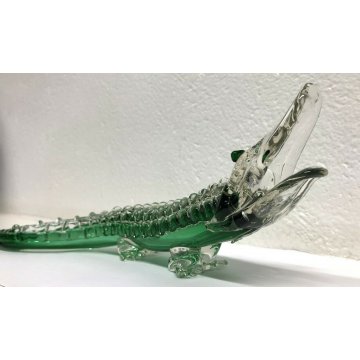 SCULTURA VETRO MURANO COCCODRILLO ANIMALE ART GLASS SOMMERSO ANNI 30 CROCODILE