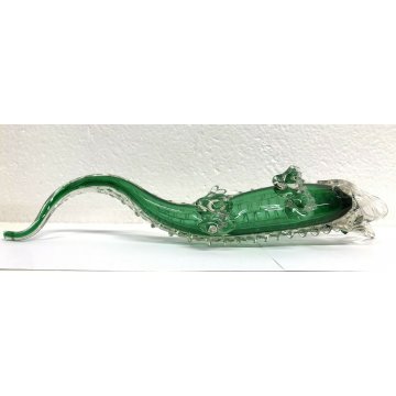 SCULTURA VETRO MURANO COCCODRILLO ANIMALE ART GLASS SOMMERSO ANNI 30 CROCODILE