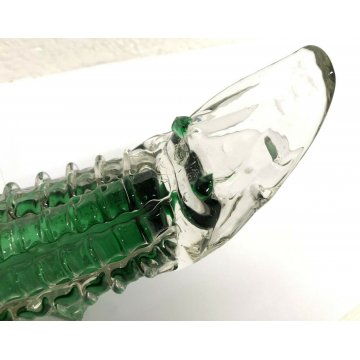SCULTURA VETRO MURANO COCCODRILLO ANIMALE ART GLASS SOMMERSO ANNI 30 CROCODILE