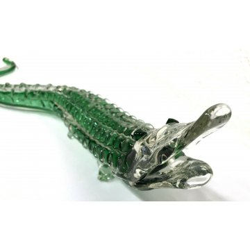 SCULTURA VETRO MURANO COCCODRILLO ANIMALE ART GLASS SOMMERSO ANNI 30 CROCODILE