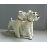 ANTICA SCULTURA PORCELLANA COPPIA SCHNAUZER CANI CERAMICA VINTAGE ANNI' 30/'40