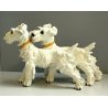 ANTICA SCULTURA PORCELLANA COPPIA SCHNAUZER CANI CERAMICA VINTAGE ANNI' 30/'40
