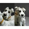 ANTICA SCULTURA PORCELLANA COPPIA SCHNAUZER CANI CERAMICA VINTAGE ANNI' 30/'40