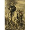 ANTICO QUADRO Edmondo Poletti GRAFFITO OLIO SU CARTA Don Chisciotte PE 52 NOVARA