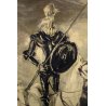 ANTICO QUADRO Edmondo Poletti GRAFFITO OLIO SU CARTA Don Chisciotte PE 52 NOVARA