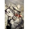 ANTICO QUADRO Edmondo Poletti GRAFFITO OLIO SU CARTA Don Chisciotte PE 52 NOVARA