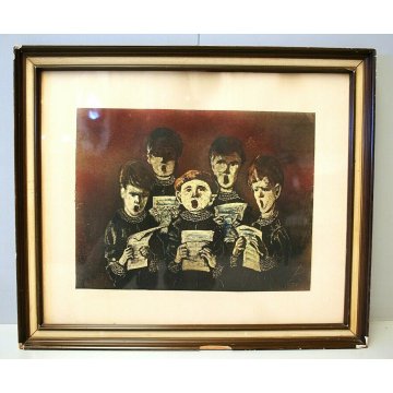 ANTICO QUADRO Edmondo Poletti GRAFFITO OLIO CARTA CHIERICHETTI CANTO PE56 NOVARA