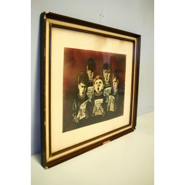 ANTICO QUADRO Edmondo Poletti GRAFFITO OLIO CARTA CHIERICHETTI CANTO PE56 NOVARA