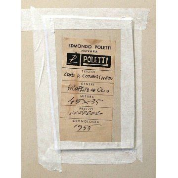 ANTICO QUADRO Edmondo Poletti GRAFFITO OLIO CARTA CHIERICHETTI CANTO PE56 NOVARA