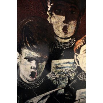 ANTICO QUADRO Edmondo Poletti GRAFFITO OLIO CARTA CHIERICHETTI CANTO PE56 NOVARA