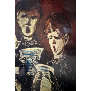 ANTICO QUADRO Edmondo Poletti GRAFFITO OLIO CARTA CHIERICHETTI CANTO PE56 NOVARA