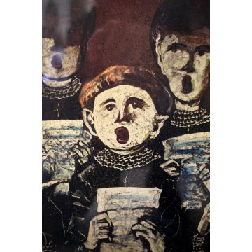 ANTICO QUADRO Edmondo Poletti GRAFFITO OLIO CARTA CHIERICHETTI CANTO PE56 NOVARA