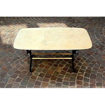 TAVOLINO DESIGN ITALIANO ANNI '50 MARMO OTTONE METALLO COFFEE TABLE mid century