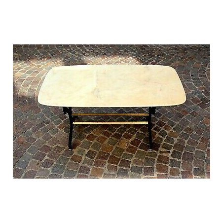 TAVOLINO DESIGN ITALIANO ANNI '50 MARMO OTTONE METALLO COFFEE TABLE mid century
