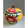 ANTICA BISCOTTIERA CERAMICA Ghirla FIORI FOGLIE VASO COPERCHIO POTTERY JAR VASE