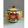 ANTICA BISCOTTIERA CERAMICA Ghirla FIORI FOGLIE VASO COPERCHIO POTTERY JAR VASE