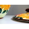 ANTICA BISCOTTIERA CERAMICA Ghirla FIORI FOGLIE VASO COPERCHIO POTTERY JAR VASE