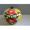 ANTICA BISCOTTIERA CERAMICA Ghirla FIORI FOGLIE VASO COPERCHIO POTTERY JAR VASE