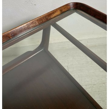 CARRELLO BAR PORTA VIVANDE ANNI 50 DESIGN CESARE LACCA MID CENTURY LEGNO VETRO 
