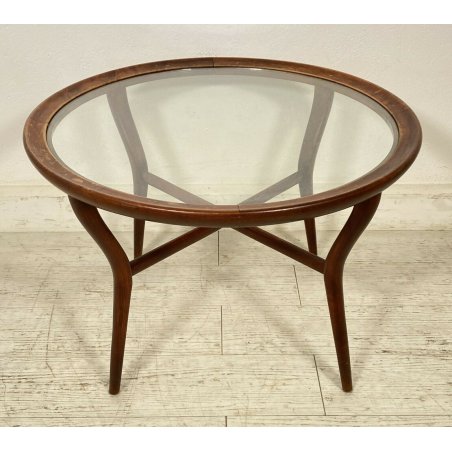 TAVOLO ROTONDO BASSO DA CENTRO VINTAGE ROUND SIDE TABLE DESIGN LEGNO MID CENTURY
