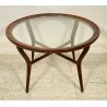 TAVOLO ROTONDO BASSO DA CENTRO VINTAGE ROUND SIDE TABLE DESIGN LEGNO MID CENTURY