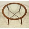 TAVOLO ROTONDO BASSO DA CENTRO VINTAGE ROUND SIDE TABLE DESIGN LEGNO MID CENTURY