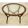 TAVOLO ROTONDO BASSO DA CENTRO VINTAGE ROUND SIDE TABLE DESIGN LEGNO MID CENTURY
