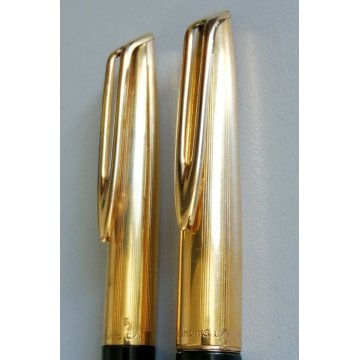 PARURE WATERMAN CF anni 70 VINTAGE penna stilografica NERO ORO OLD FOUNTAIN PEN