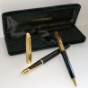 PARURE WATERMAN CF anni 70 VINTAGE penna stilografica NERO ORO OLD FOUNTAIN PEN