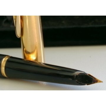 PARURE WATERMAN CF anni 70 VINTAGE penna stilografica NERO ORO OLD FOUNTAIN PEN