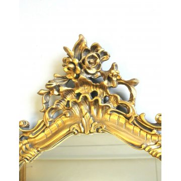 ANTICO GRANDE SPECCHIO SPECCHIERA PARETE BAROCCA CORNICE INTAGLIATA DORATA '900 