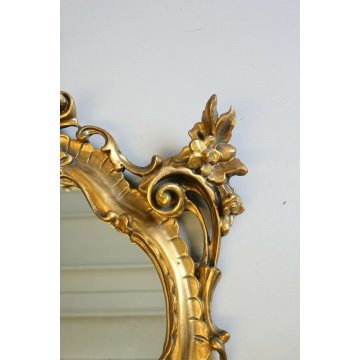 ANTICO GRANDE SPECCHIO SPECCHIERA PARETE BAROCCA CORNICE INTAGLIATA DORATA '900 