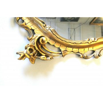 ANTICO GRANDE SPECCHIO SPECCHIERA PARETE BAROCCA CORNICE INTAGLIATA DORATA '900 