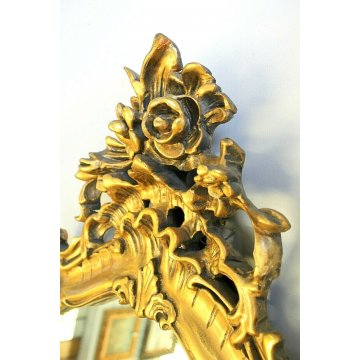 ANTICO GRANDE SPECCHIO SPECCHIERA PARETE BAROCCA CORNICE INTAGLIATA DORATA '900 